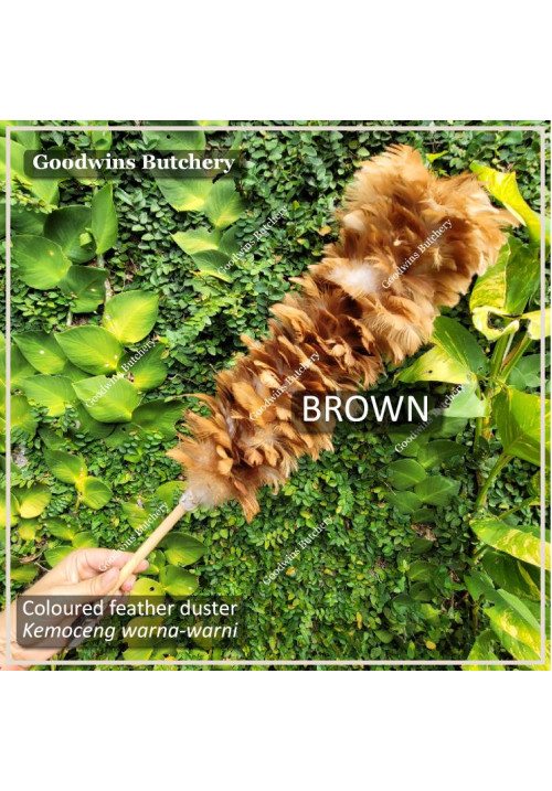 DUSTER feather KEMOCENG bulu ayam BROWN 50cm